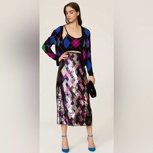 LE SUPERBE Argyle Gem Crop Top - NWT Small